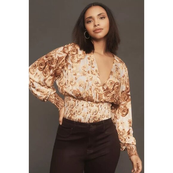 Anthropologie Tiny Valentina Long-Sleeve Printed Surplice Top Size XS - Picture 5 of 7